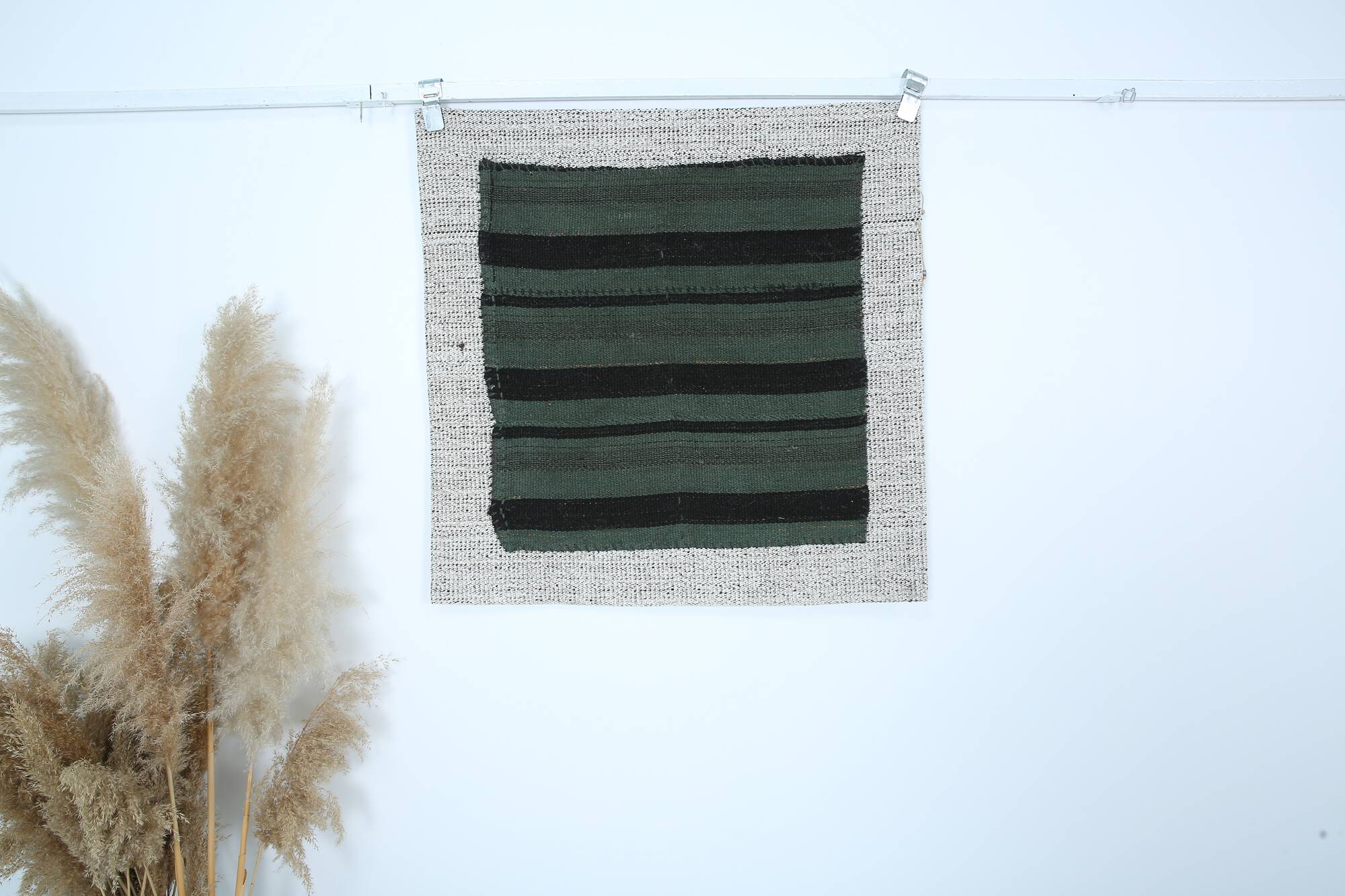 Green & Black Vintage Kilim Rug, 86x86Cm