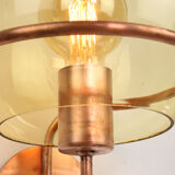 Lampe murale en cuivre et en verre du milieu du siècle