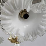 Lustre en céramique, laiton et verre de Murano des années 1970