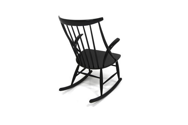 Rocking-chair en hêtre, Illum Wikkelsø, N. Eilersen, Danemark, 1960