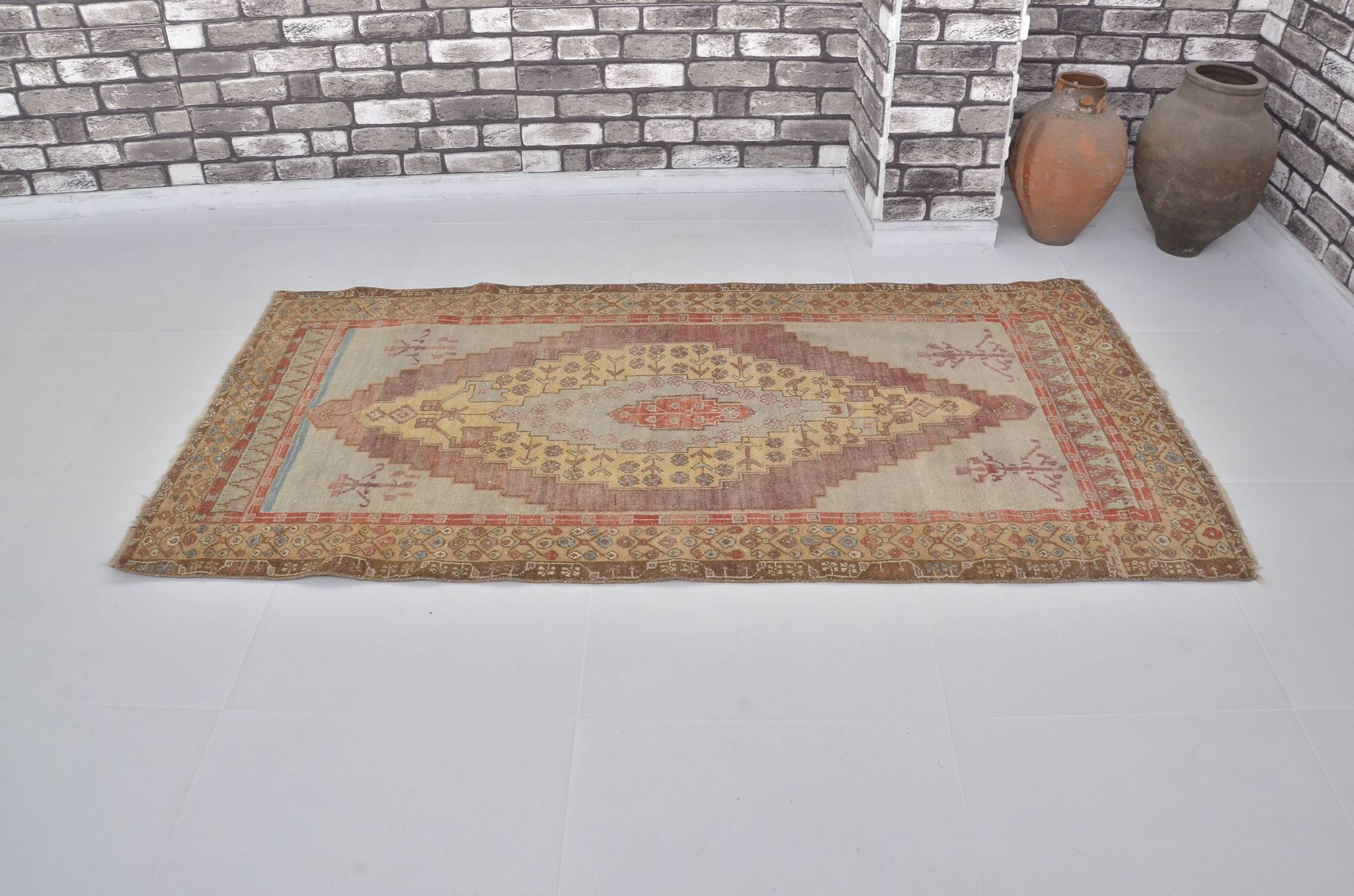 Tapis Oushak vintage noué à la main sku 1455