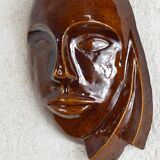 Signed brown enamel mask