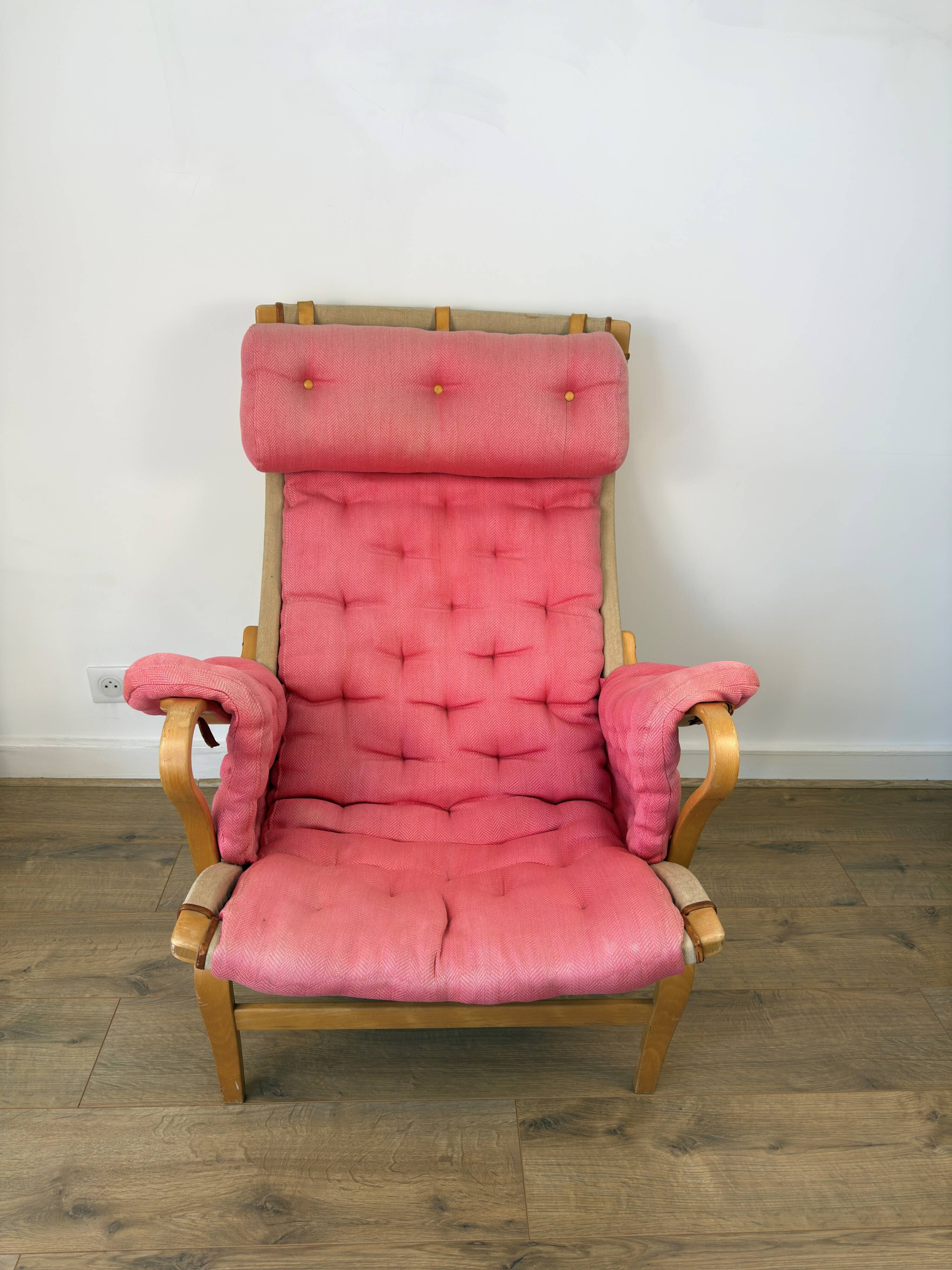 Pernilla Armchair by Bruno Mathsson for DUX – Pink Upholstery, 1970s–1980s