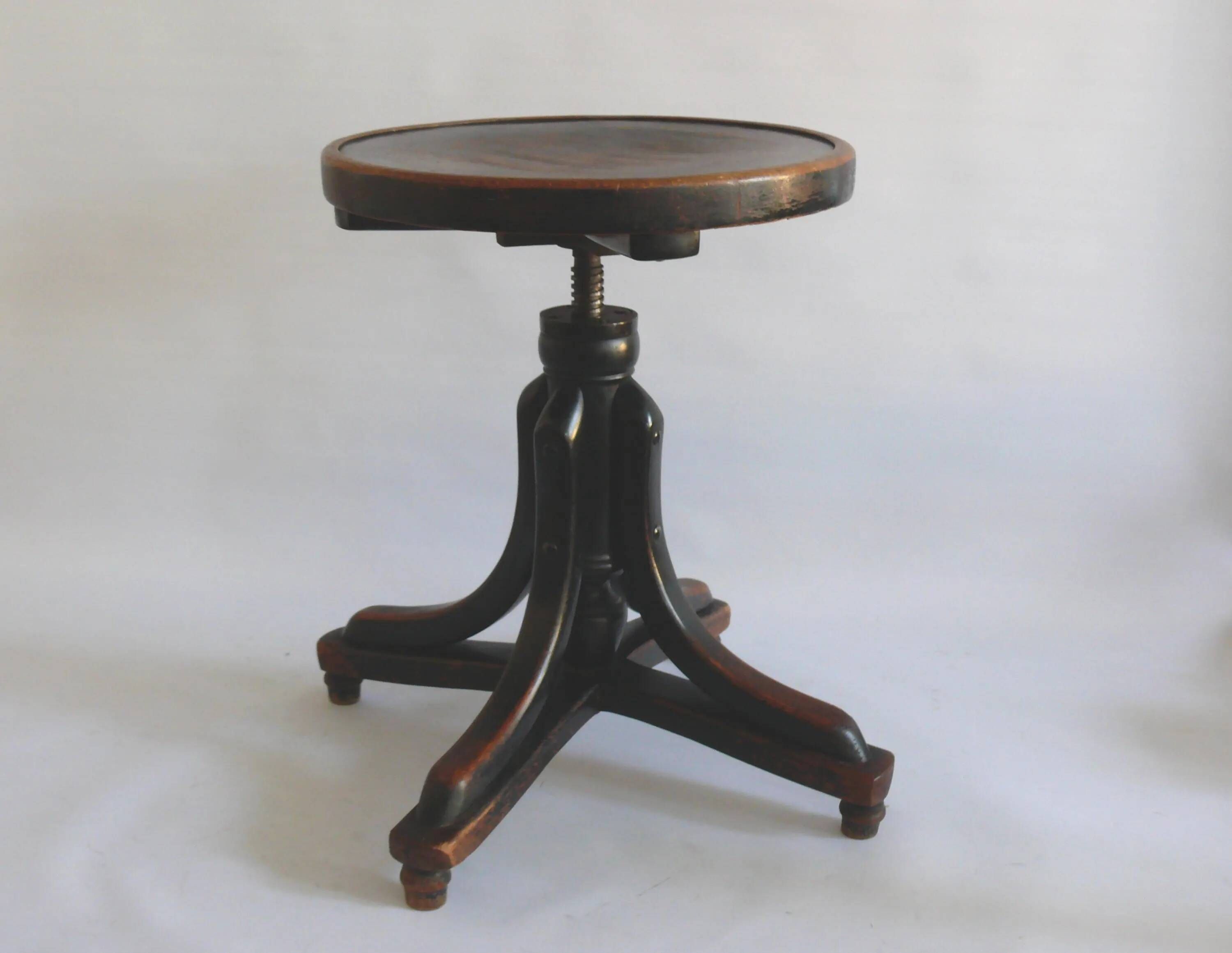 Piano stool / swivel stool, J. & J. Kohn company, antique bentwood stool, circa 1900