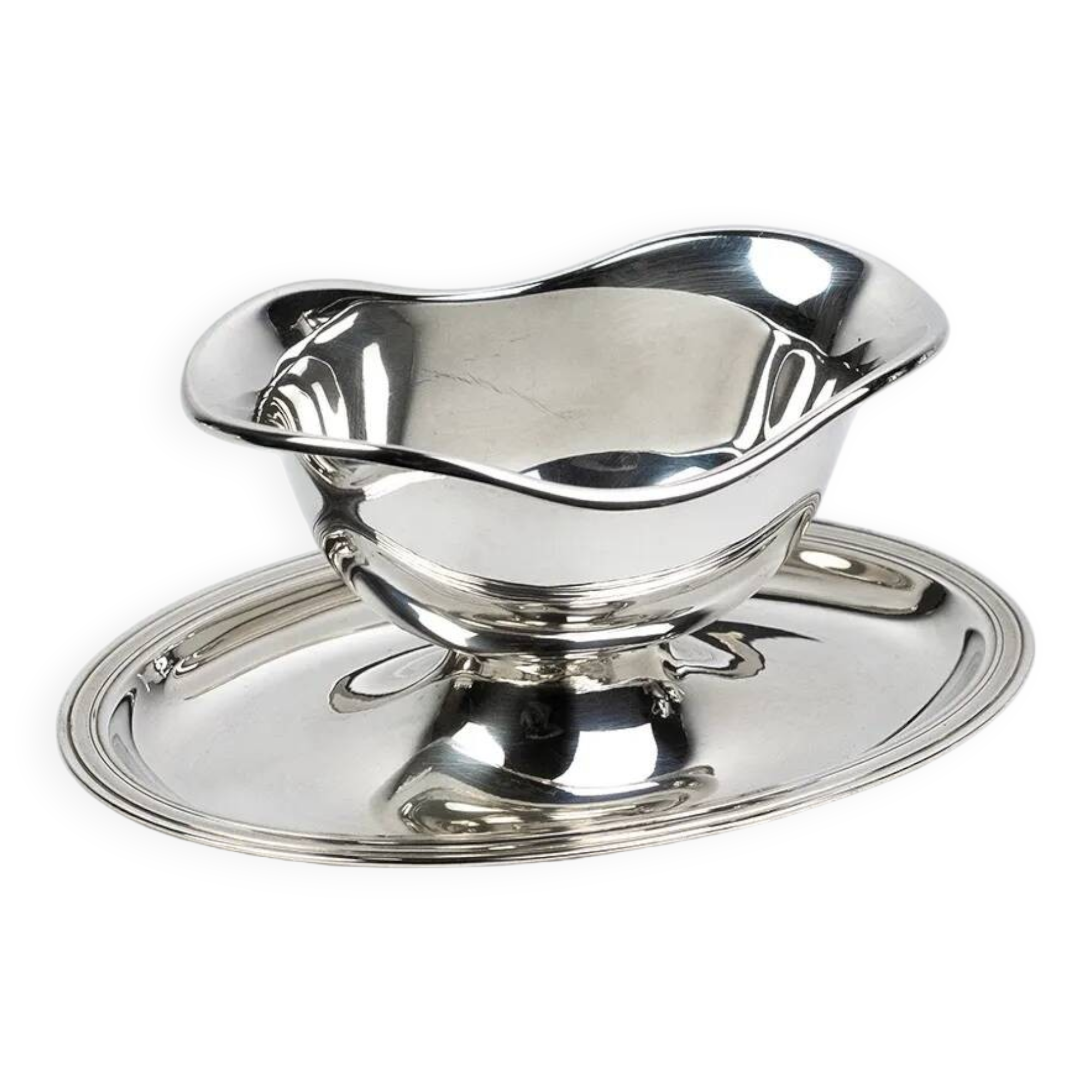 Christofle silver-plated gravy boat – in the style of the Vendôme Filet model