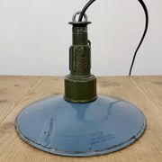 Industrial Blue Enamel Military Pendant Lamp with Cast Aluminium Top, 1960s