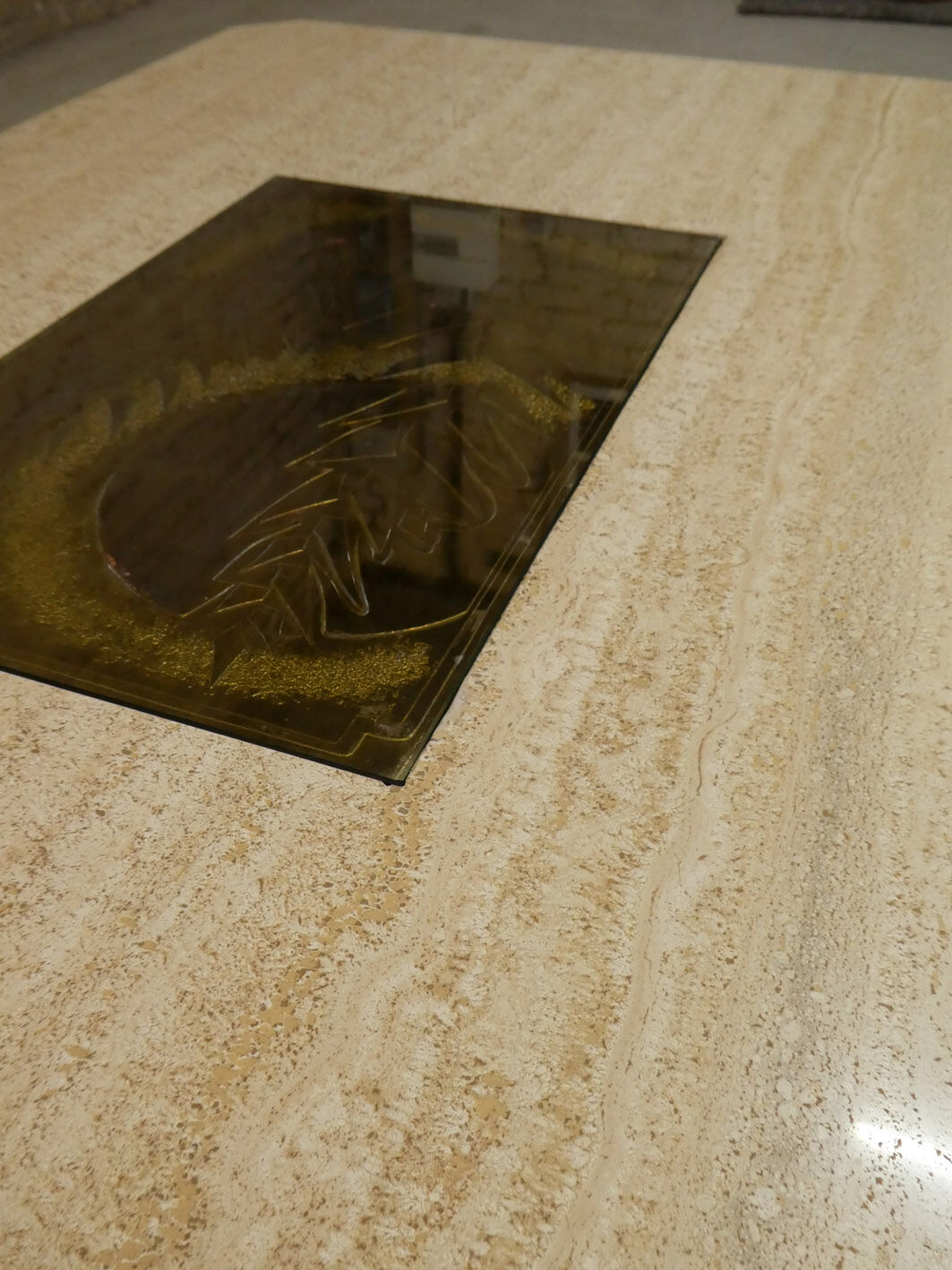 georges Mathias' large travertine coffee table, Belgium, 1970