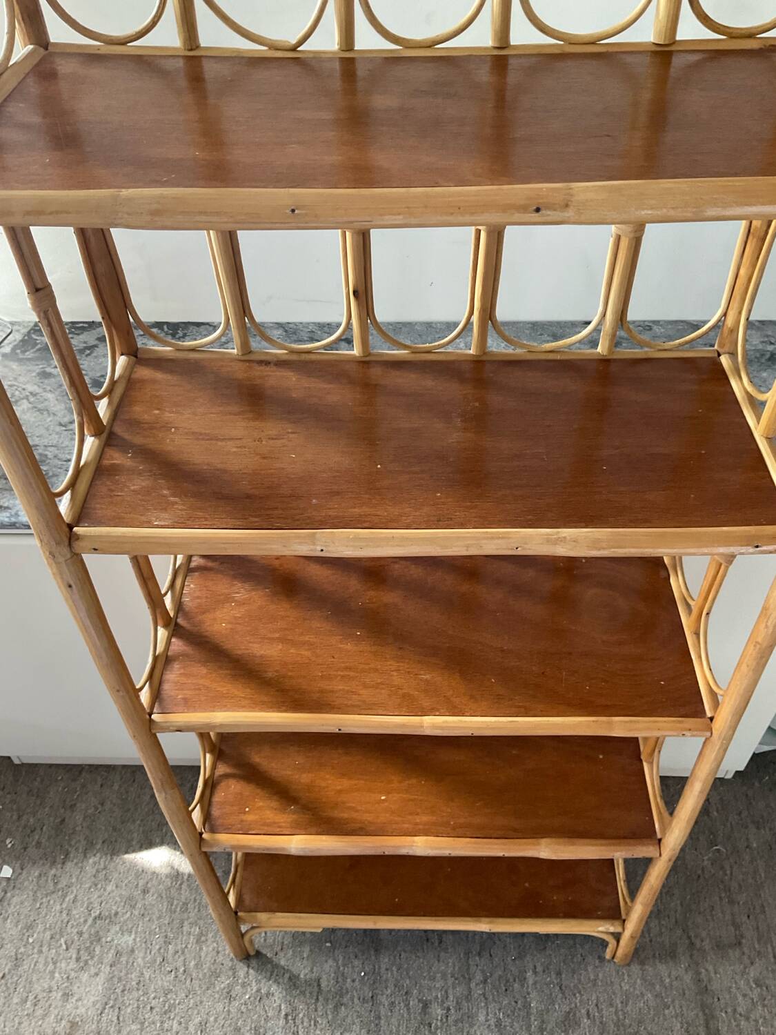 1960s-70s rattan shelf