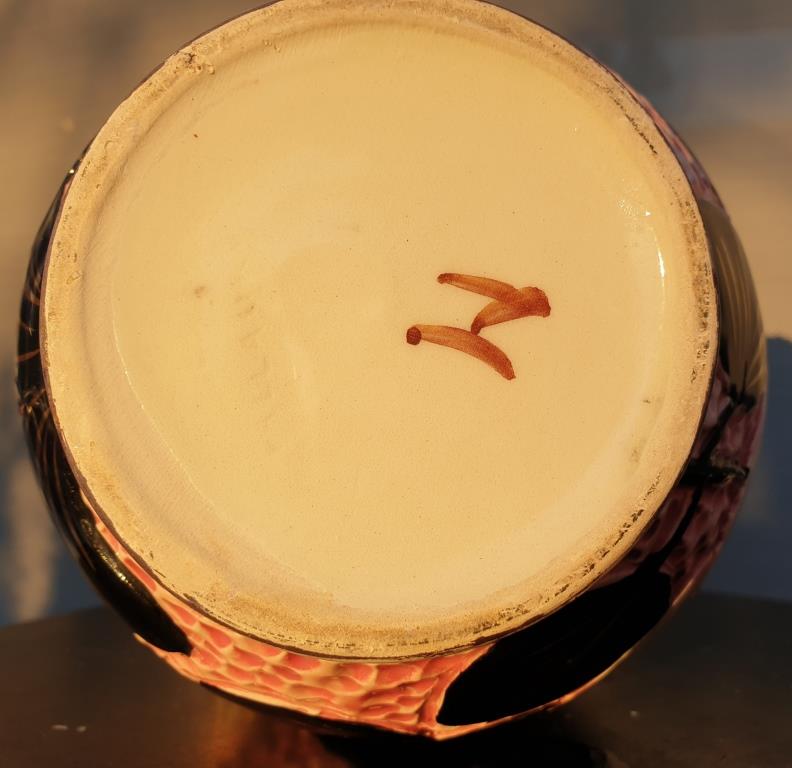 Vase Vallauris 1950 rose noir et jaune