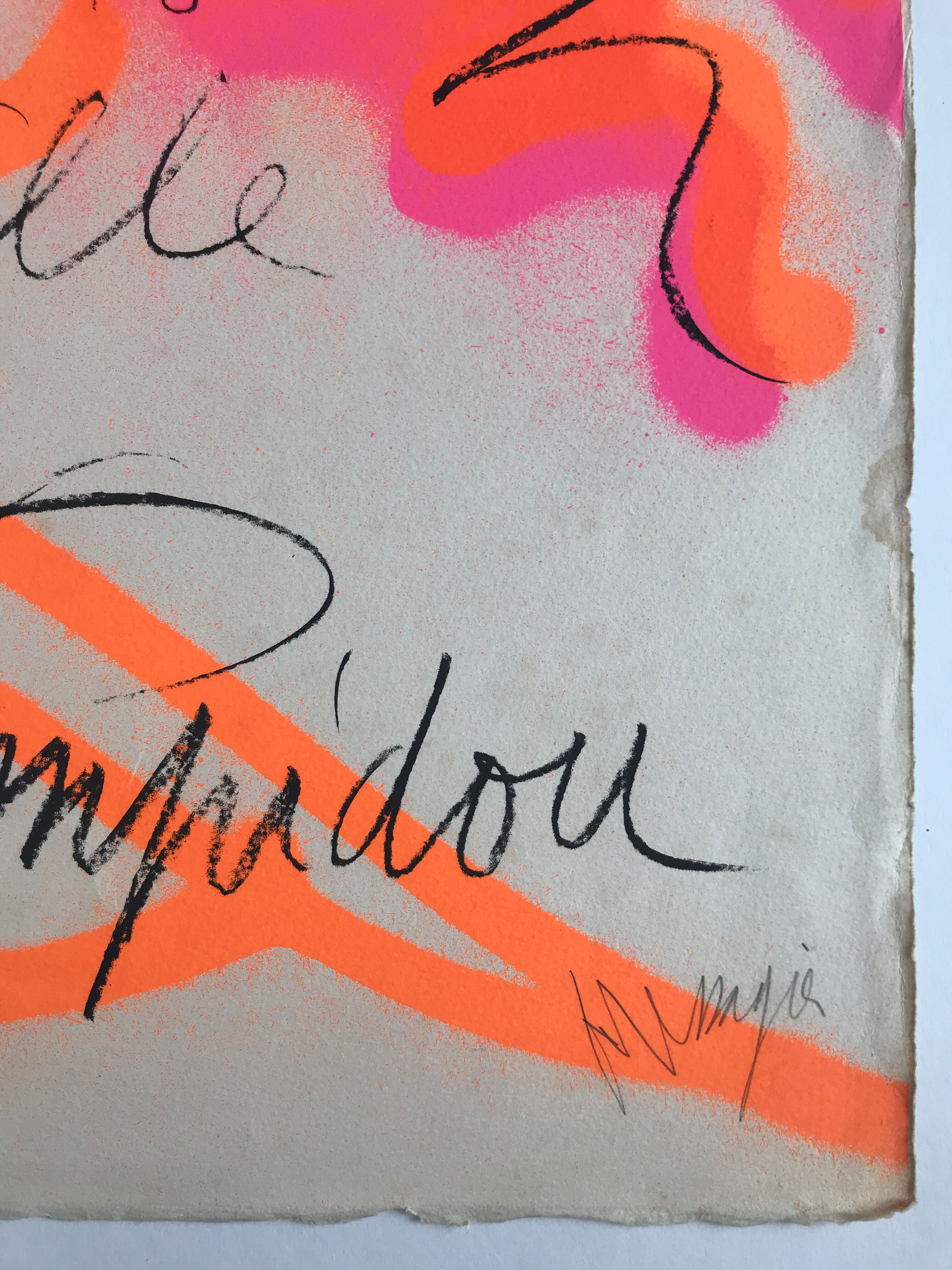 Original lithograph signed by Jean MESSAGIER, Centre Pompidou, 1978