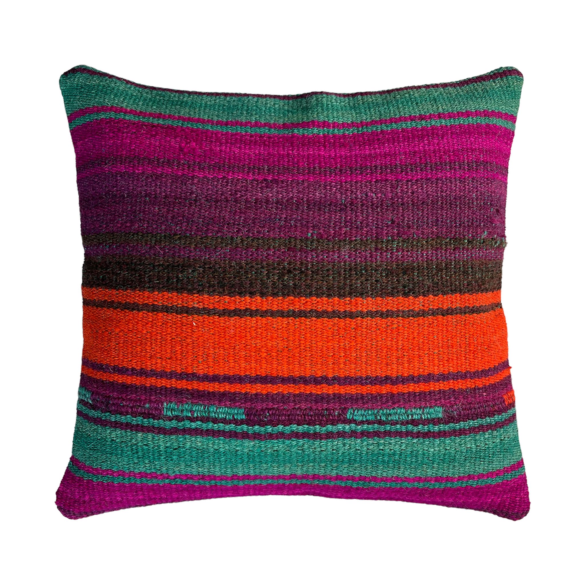 VINTAGE TURKISH KILIM CUSHION COVER, 40 X 40 CM