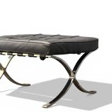 Ottoman Barcelona Original Knoll - Black Leather & Chrome - Design 1929