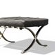 Ottoman Barcelona Original Knoll - Cuir Noir & Chrome - Design 1929