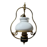 Brass and opaline pendant light
