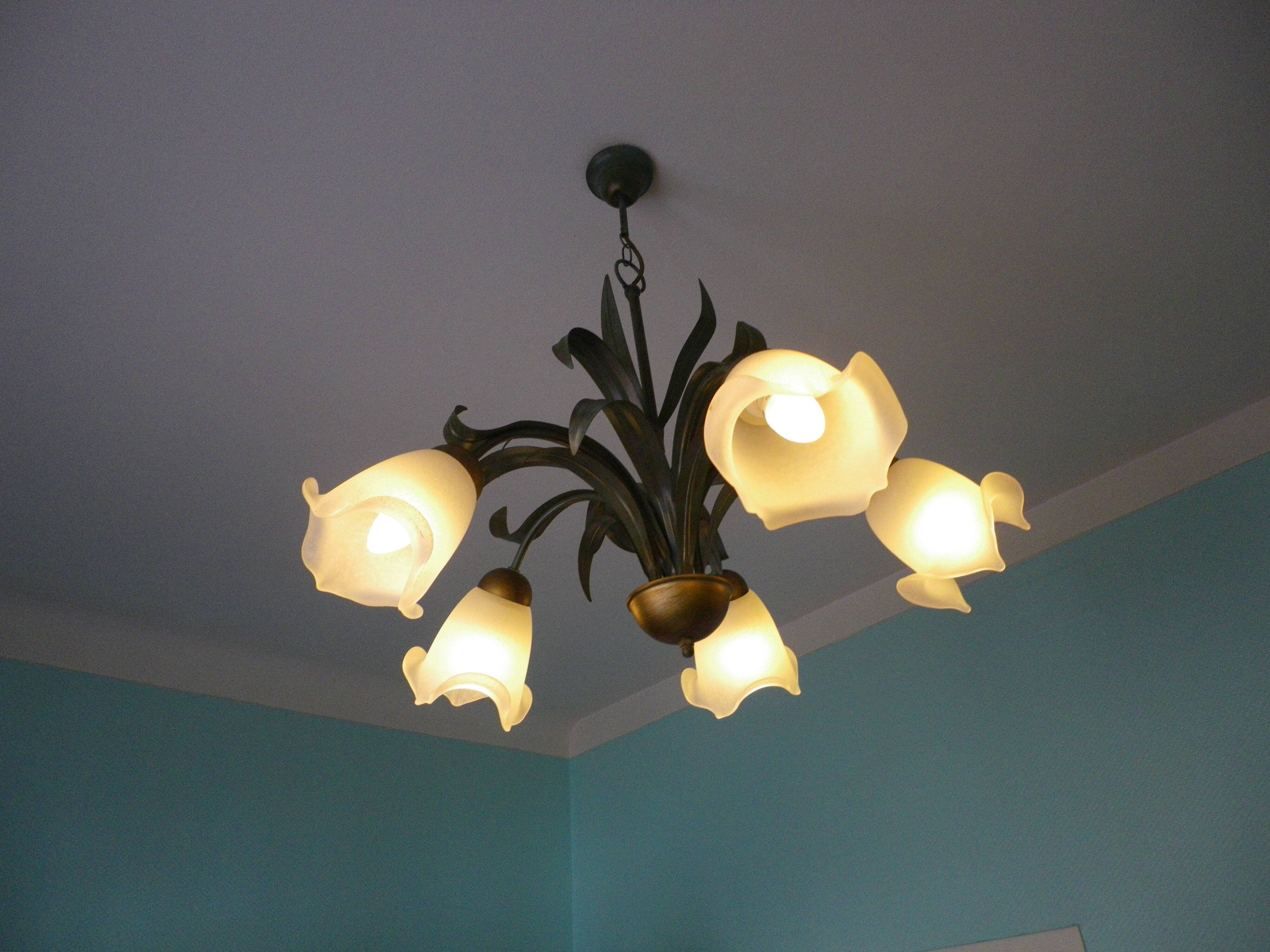 Five Pendant Lights with Frosted White Glass, 1970s