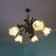 Five Pendant Lights with Frosted White Glass, 1970s