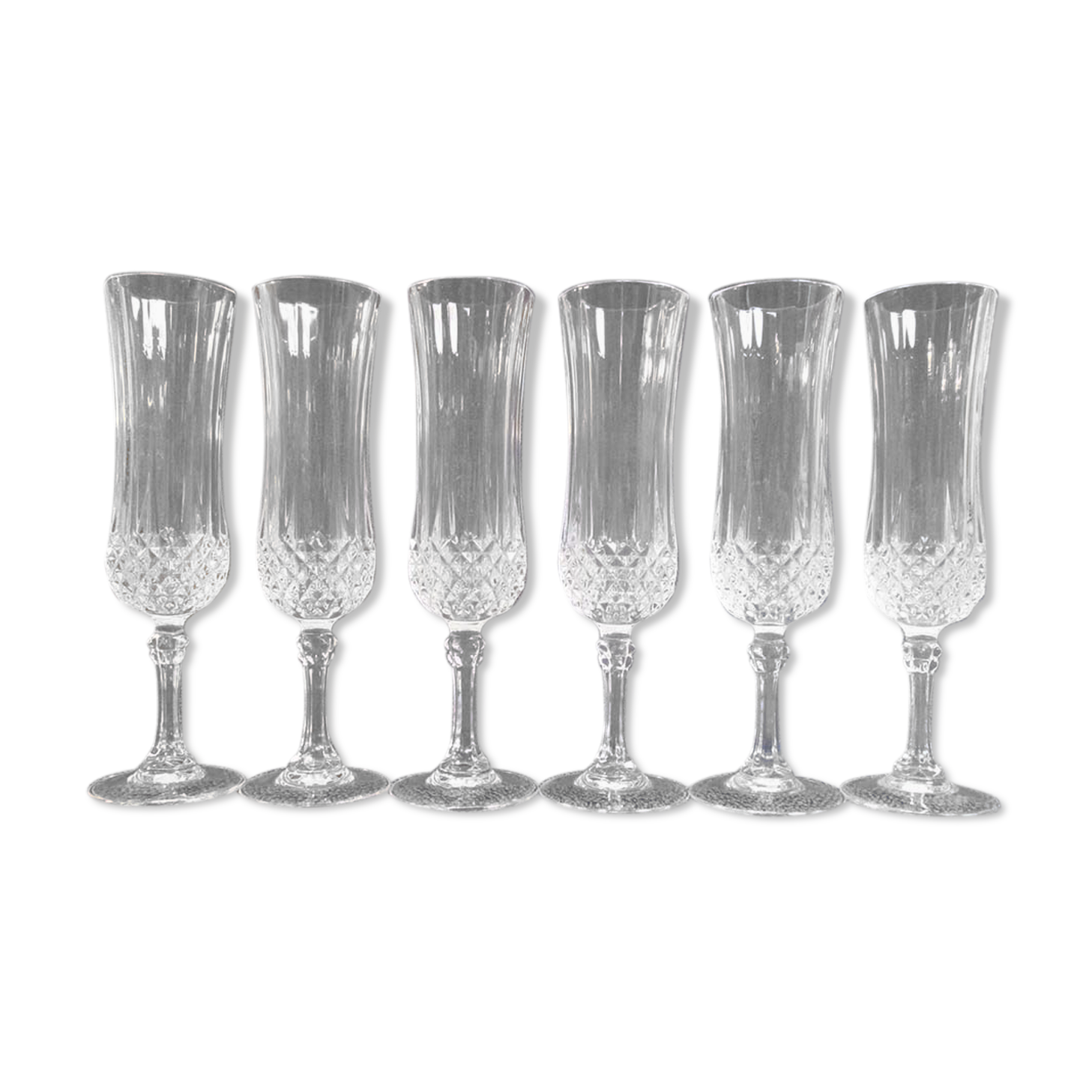6champagne flutes in Arques crystal