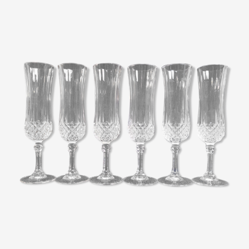 6champagne flutes in Arques crystal