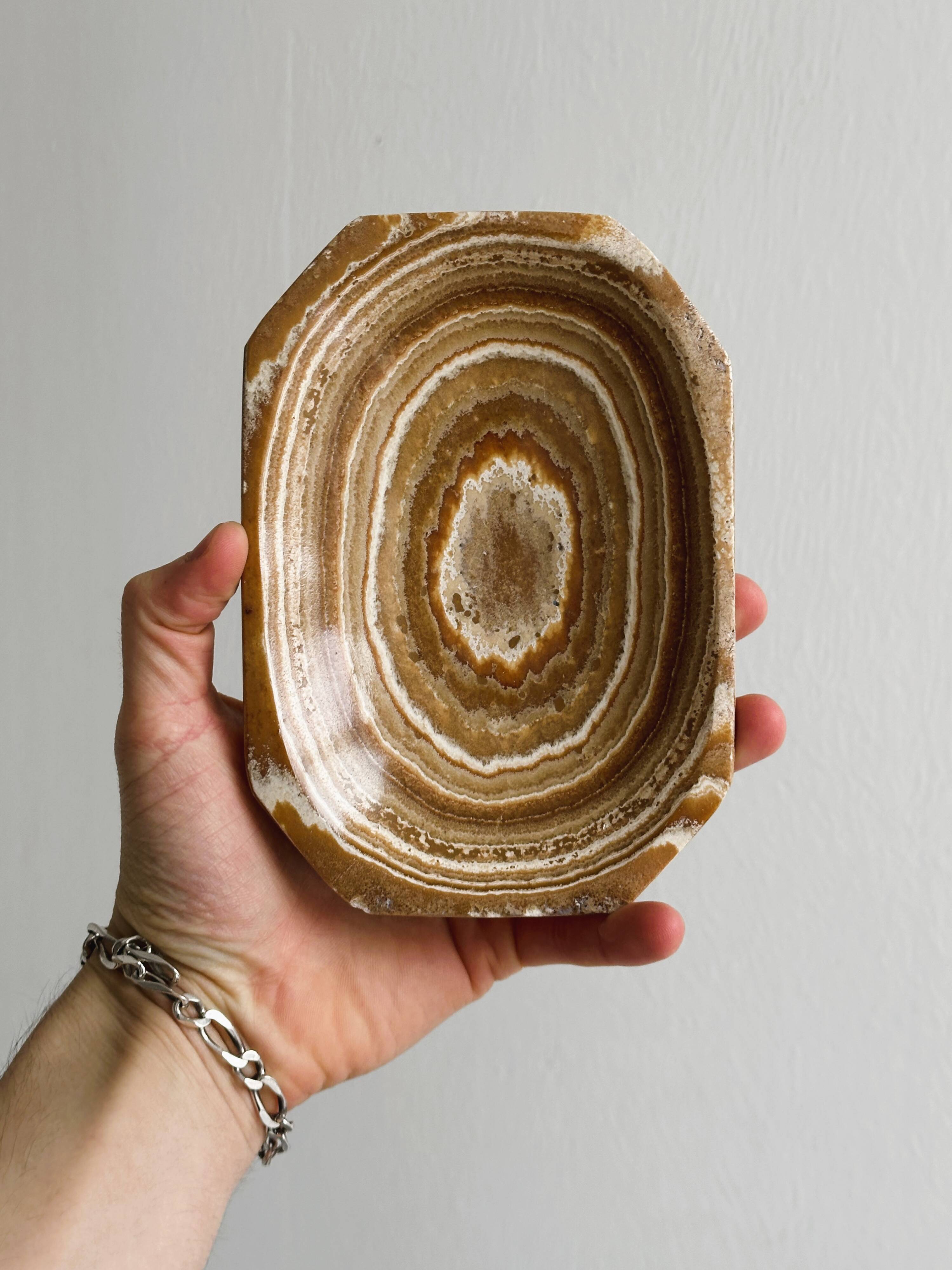 Empty pocket bowl, soap dish in marbled stone effect