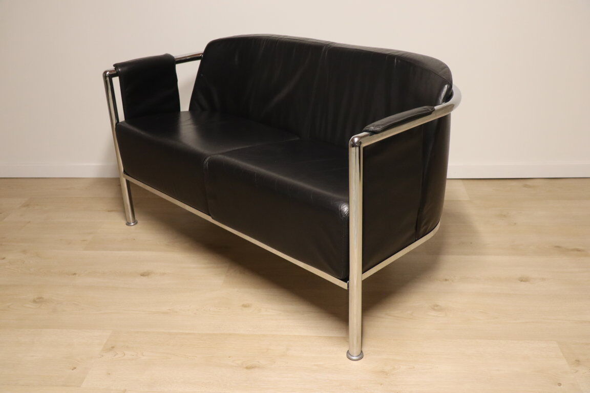 Vintage sofa in synthetic leather and chrome metal, 1970s