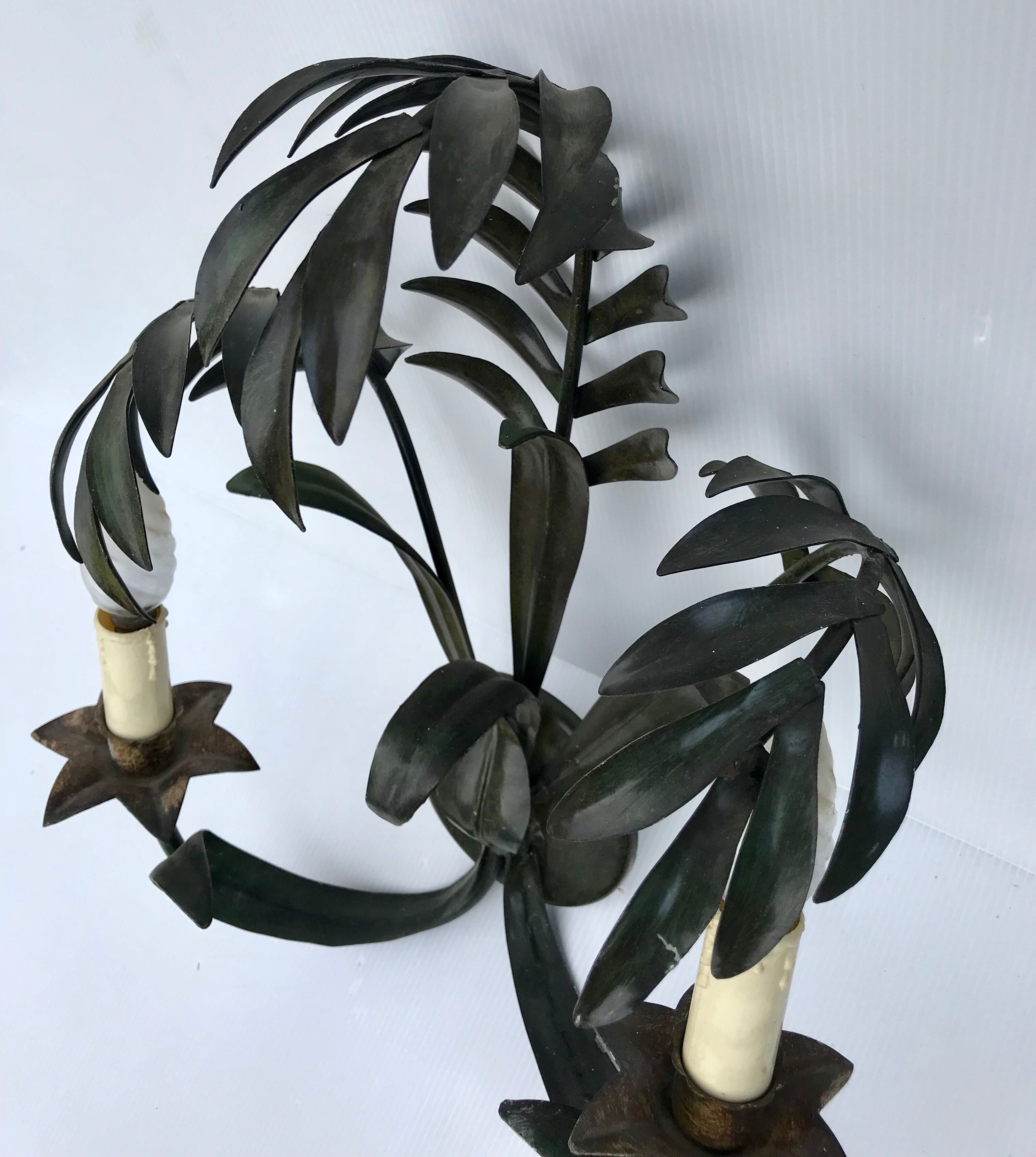 Pair of vintage palm leaf appliques