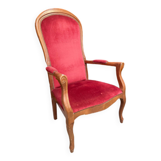 Vintage red Voltaire style armchair