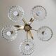 XL Clear Murano Glass and Brass Chandelier, Liberty-Style Organic Leaf Design, Italian 1960s
