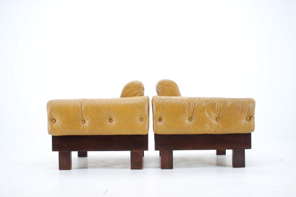 Paire De fauteuils En cuir Cognac Scandinave Des Années 1970