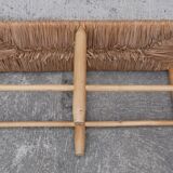 Wood and straw vintage bench