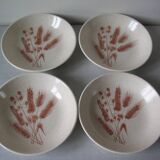 Set of 4 old soup plates decorated with an ear of wheat Atelier d'Art Lunéville