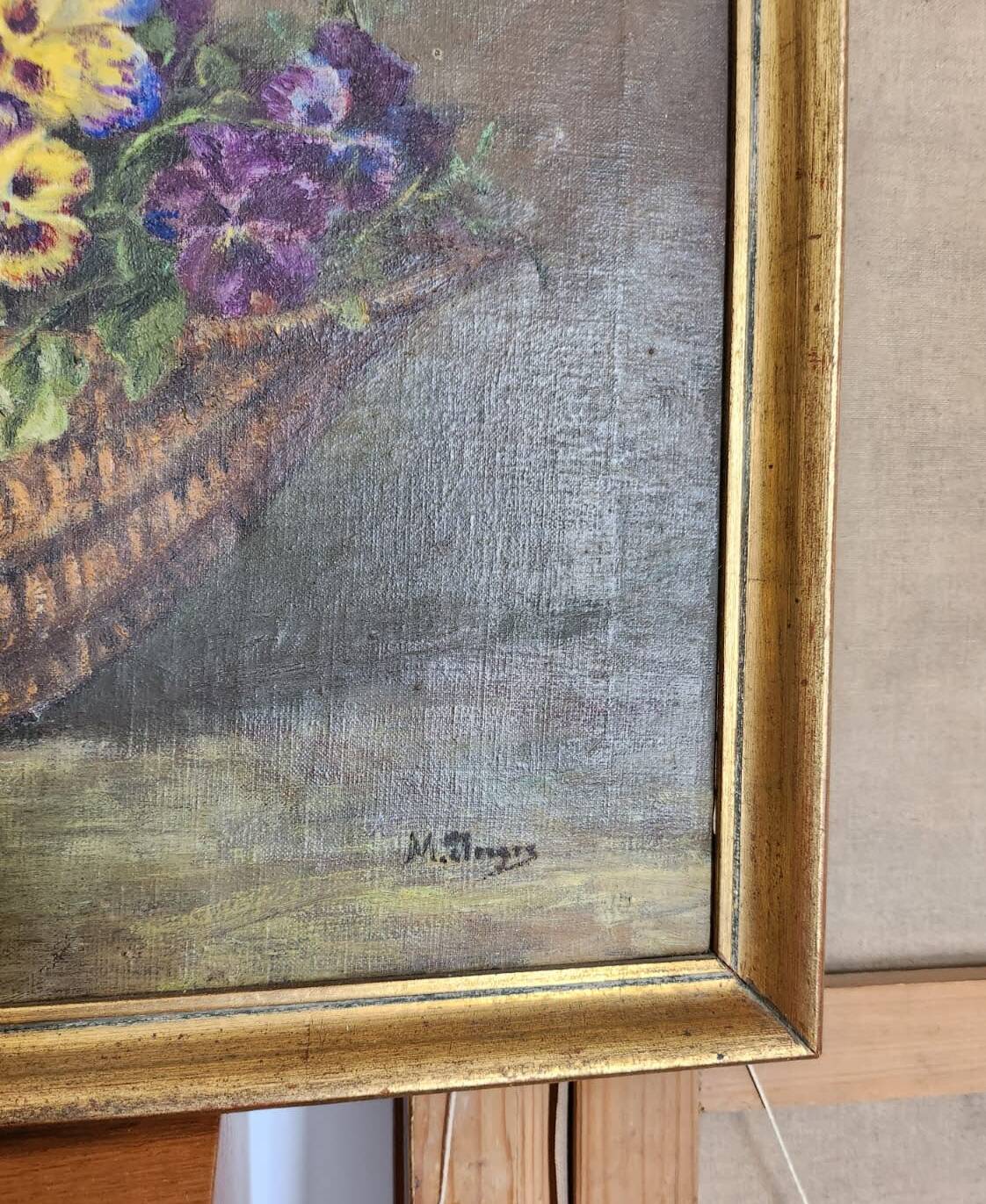 19th century oil painting bouquet of flowers