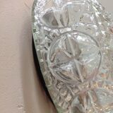 Structured glass round ceiling lamp vintage 60s-70s