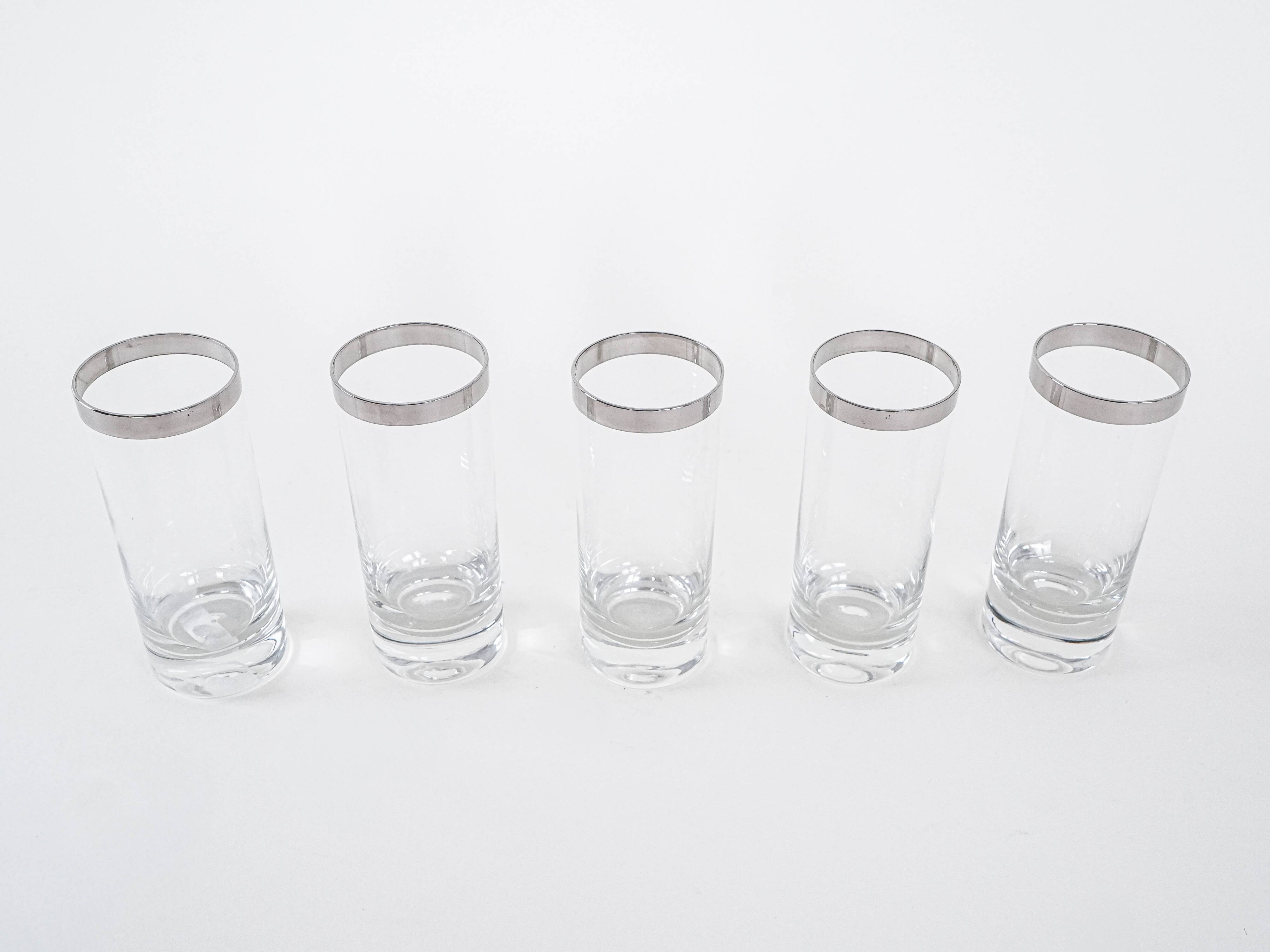 Set of glasses, Hollywood Regency style, 1970s, made in Italy