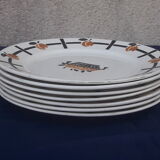 7 flat plates made of Earthenware from Badonviller DOC diam basket pattern 24 cm