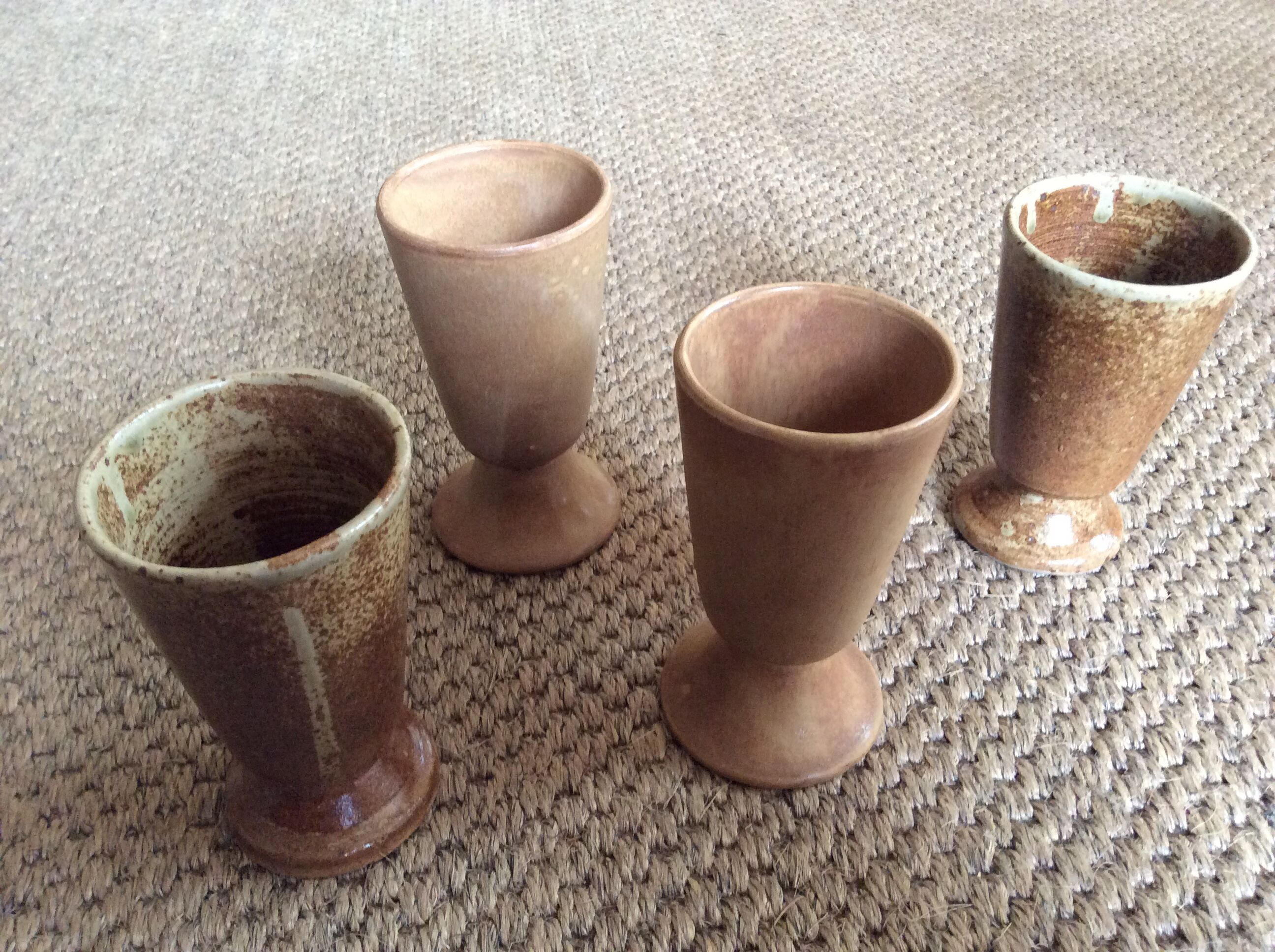 Series of 4 sandstone cups