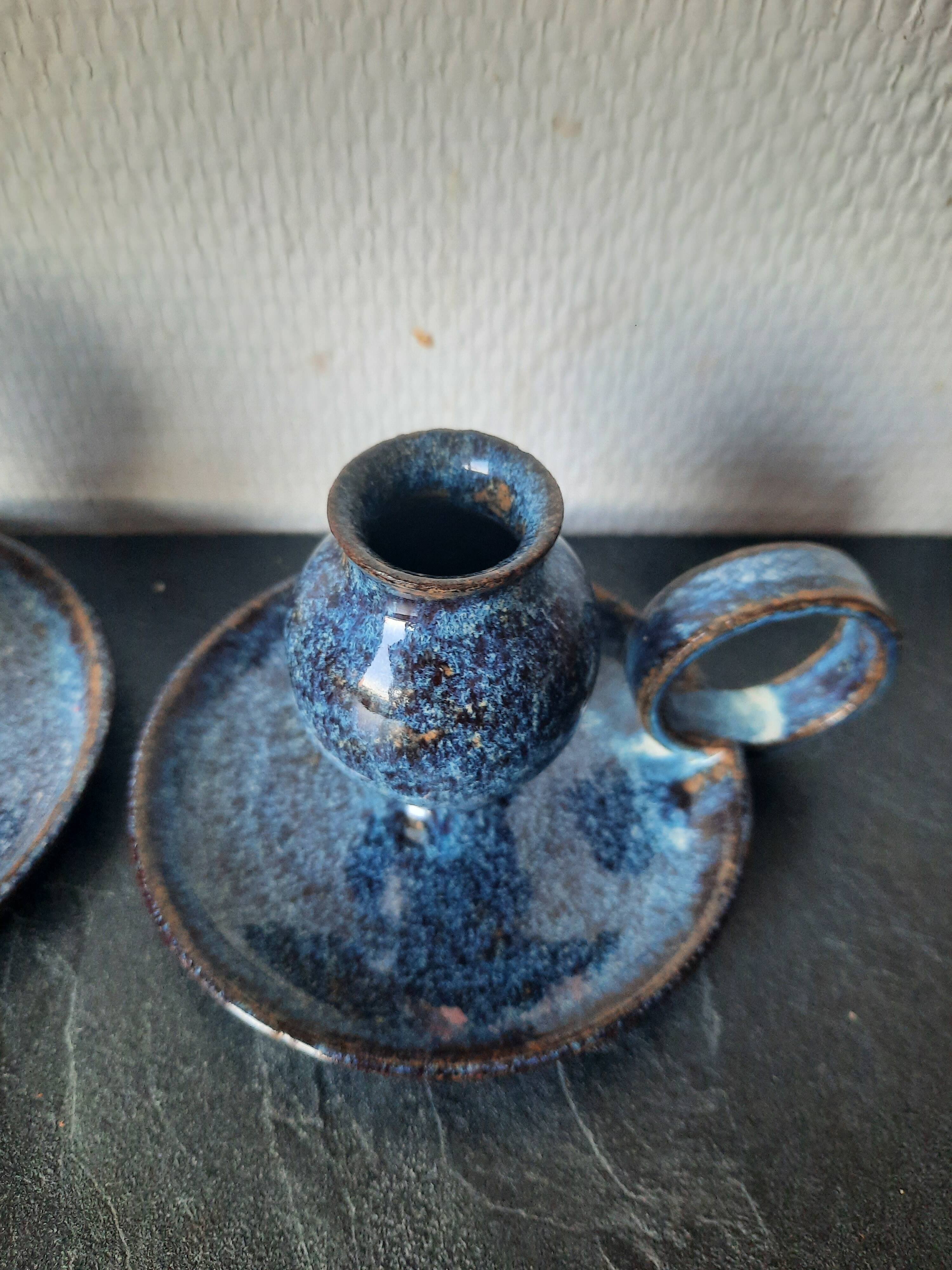 Pair of ceramic candle holders