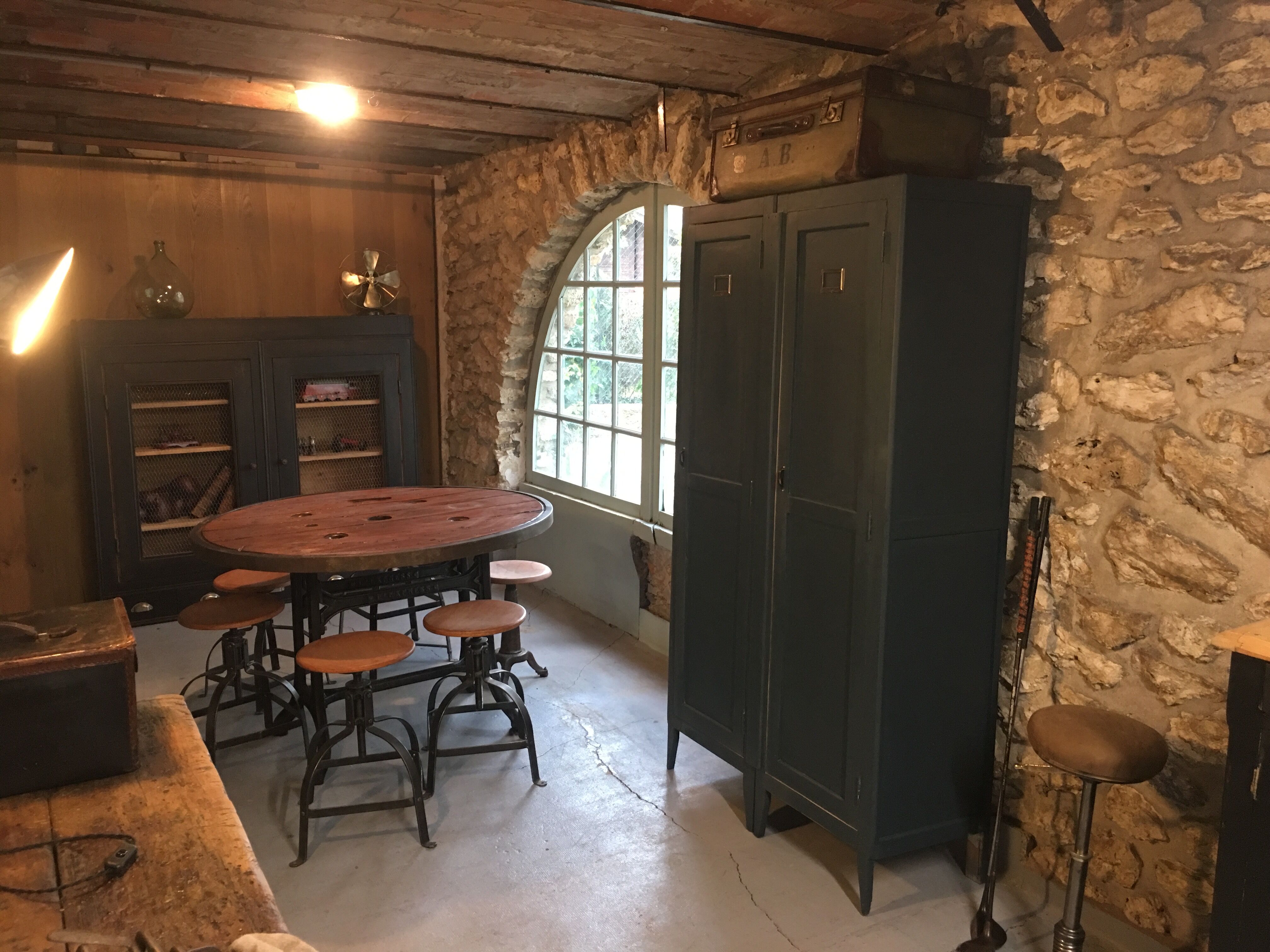Double factory locker with shelves