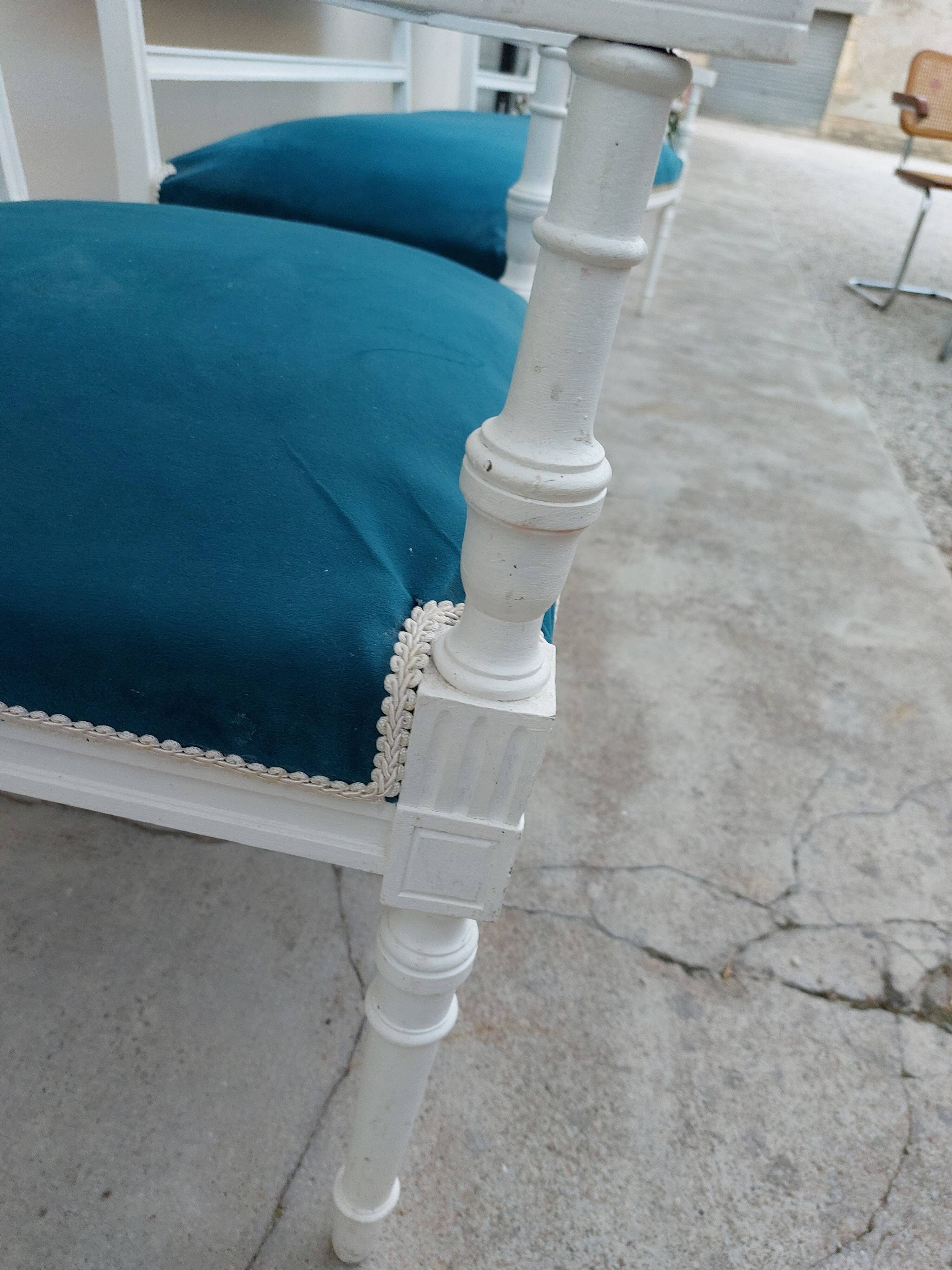 Louis XVI style living room set with bench and 2 armchairs