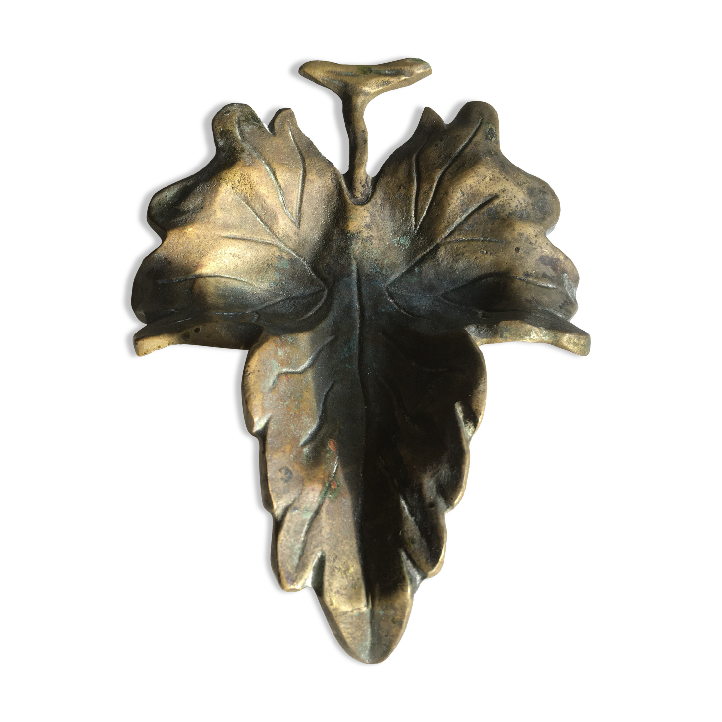 Empty pocket or ashtray leaf in old bronze