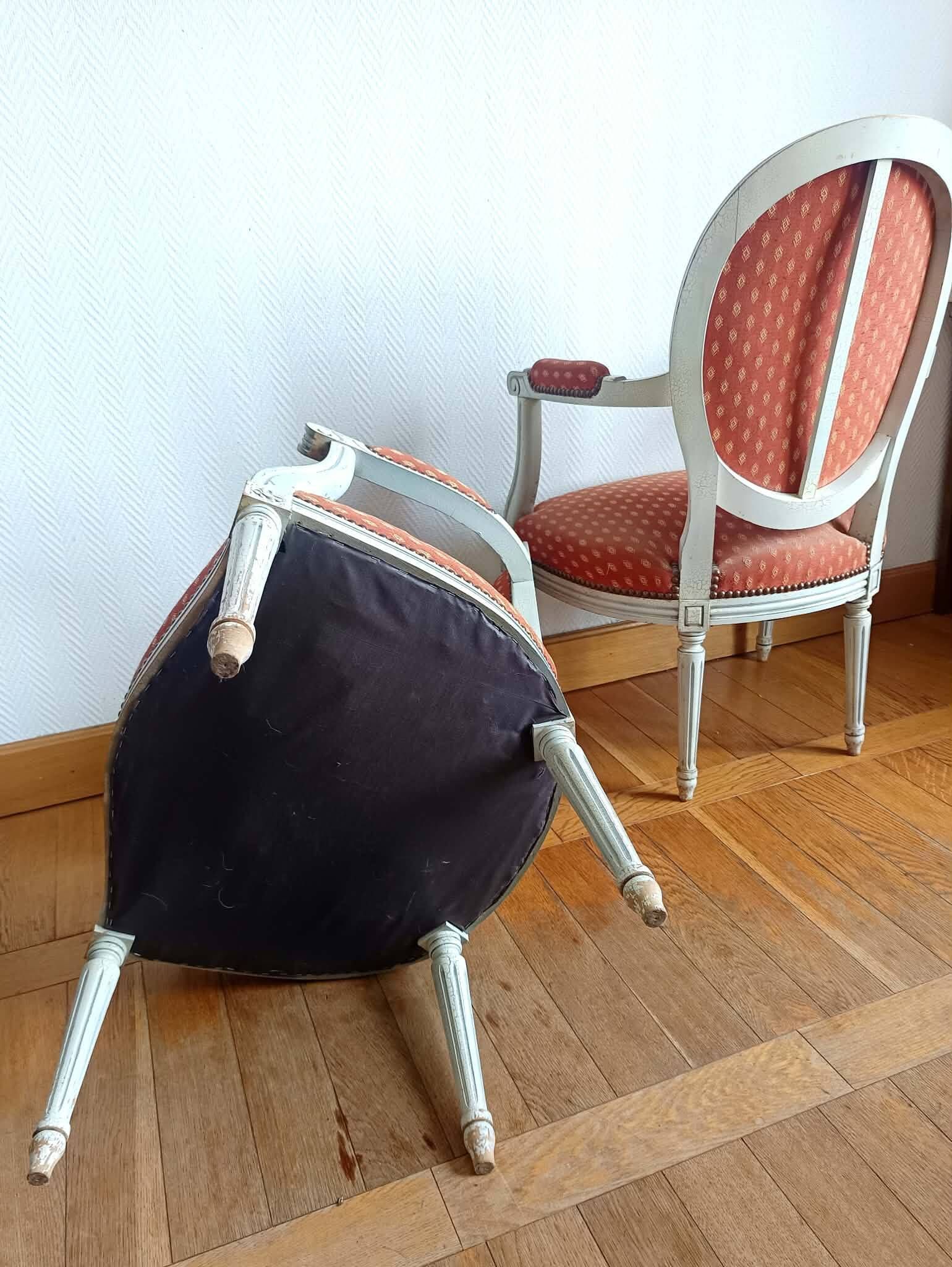 Pair of Louis XVI medallion cabriolet armchairs