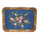 Wooden tray painted with flowers L36xW27cm