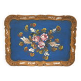 Plateau en bois peint à fleurs L36xl27cm
