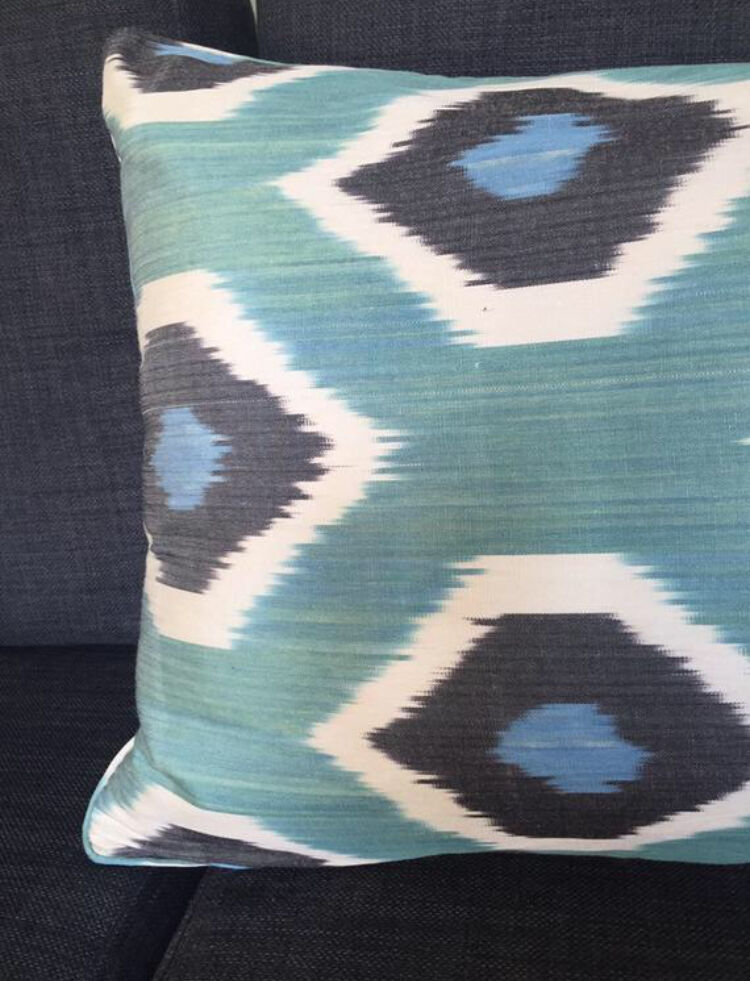 Decorative pillow cases in silk ikat prints