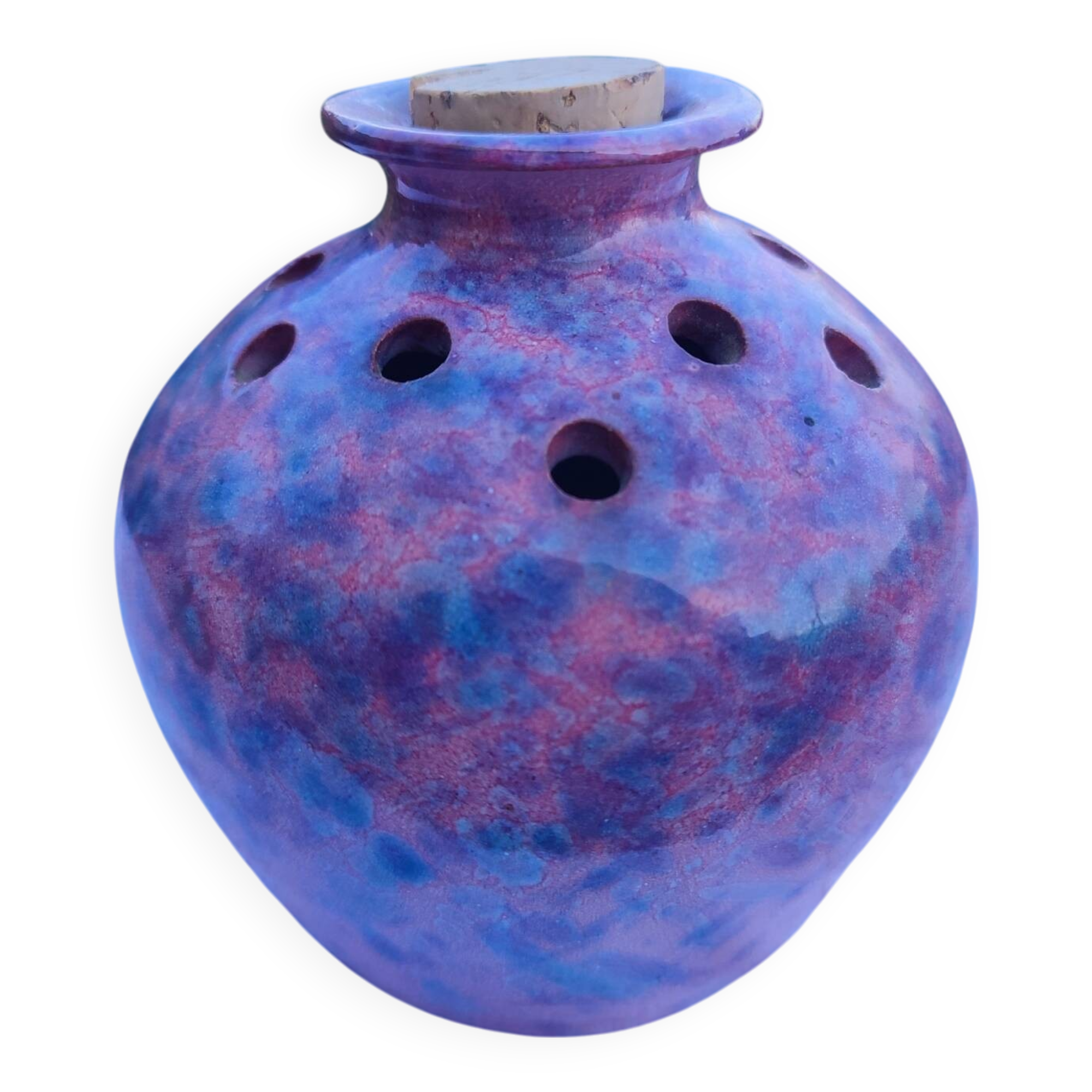 Vase flower spike ceramic golden pink purple