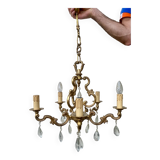 Louis XV style 5-branch brass and tassel chandelier