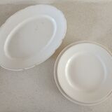 1 dish and 5 plates iron earth cream patina