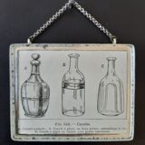 Old illustration "Carafes" inserted under mirror. Cabinet of Curiosity.