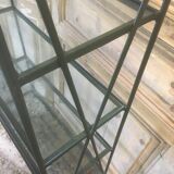 Pair of wrought iron and glass bookcase shelves