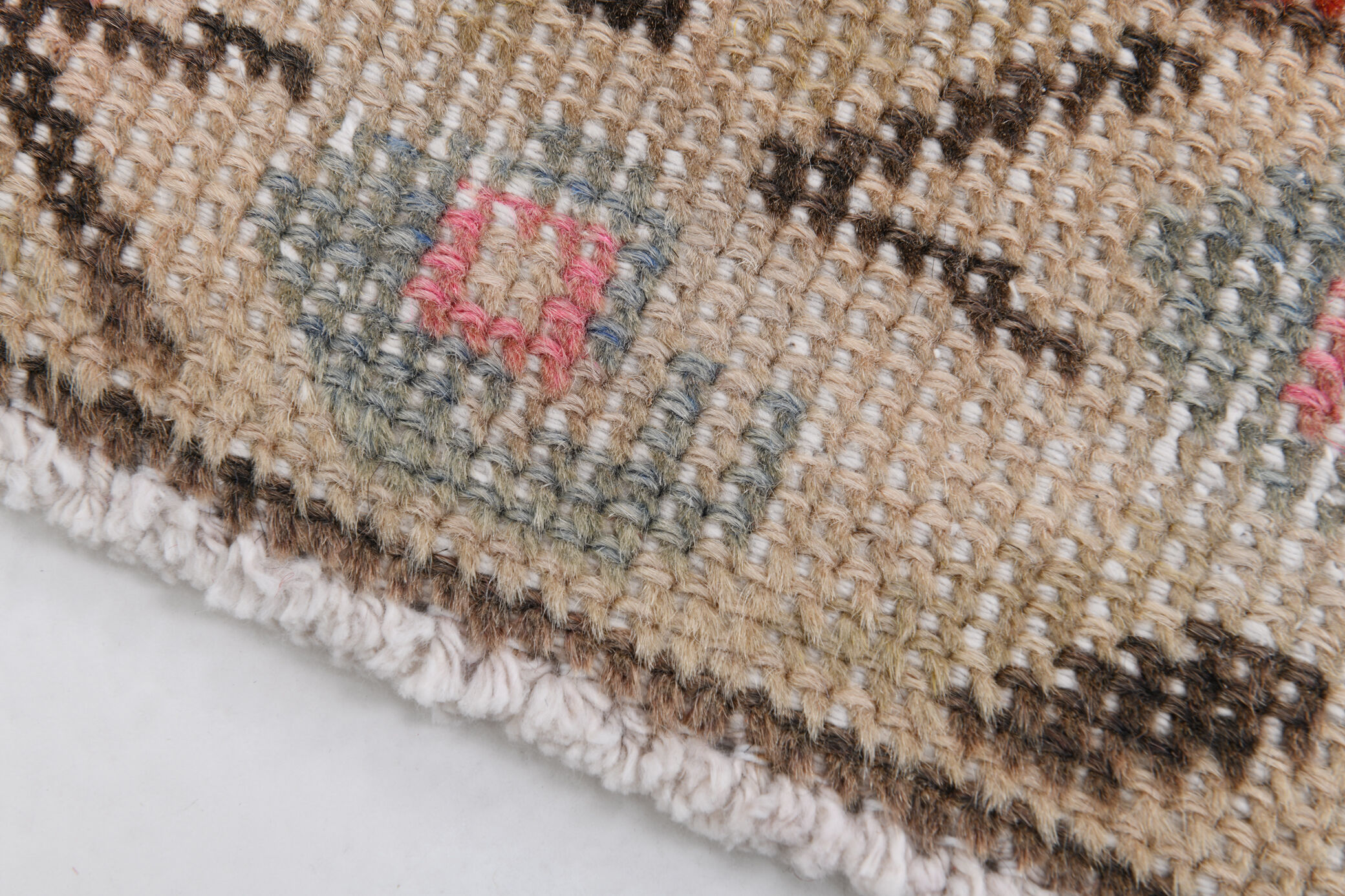 4x7 Red and Beige Turkish Vintage Rug