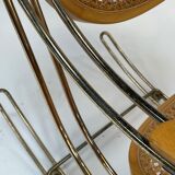 Vintage brass curved wooden rocking chair